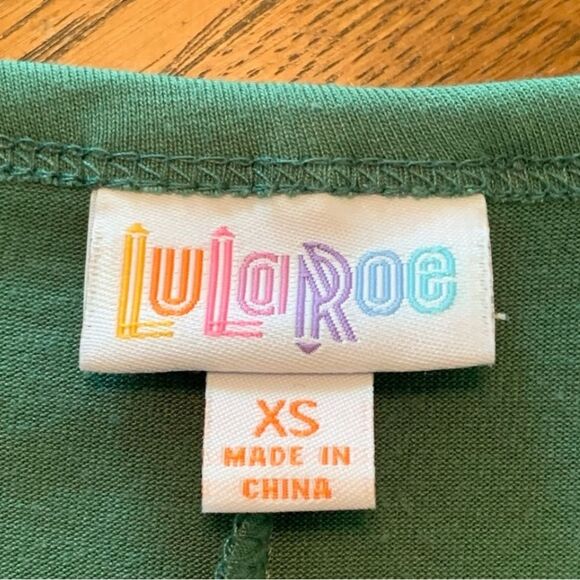 LULAROE SIMPLY COMFORTABLE CARLY SHORT SLEEVE T-SHIRT MAXI DRESS XS GREEN. - Picture 8 of 9